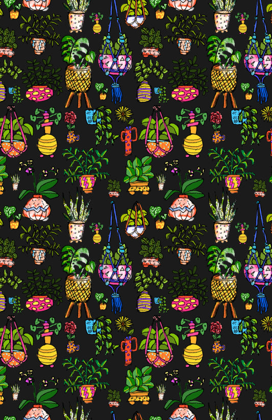 Greeting Card - ‘Pot Plant Party' Black
