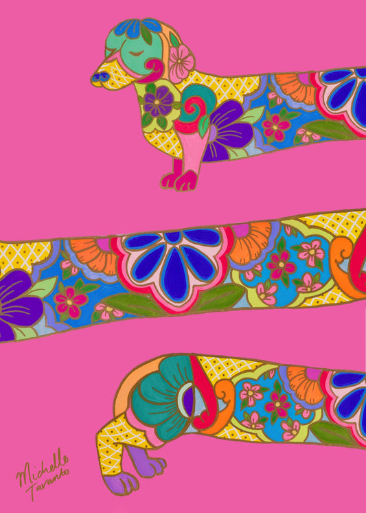 Greeting Card - ‘Ornate Dashie' Pink