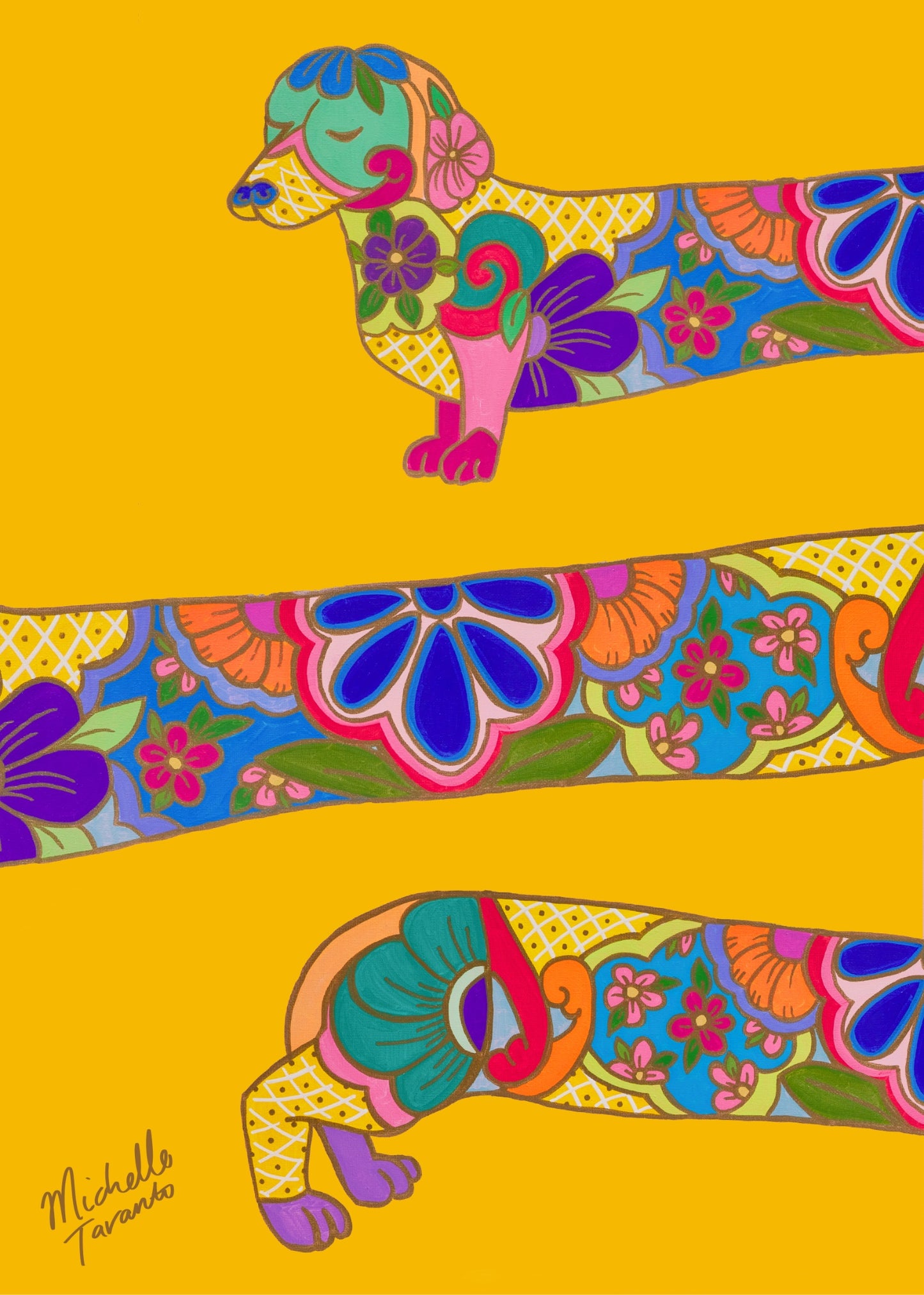 Greeting Card - ‘Ornate Dashie' Yellow