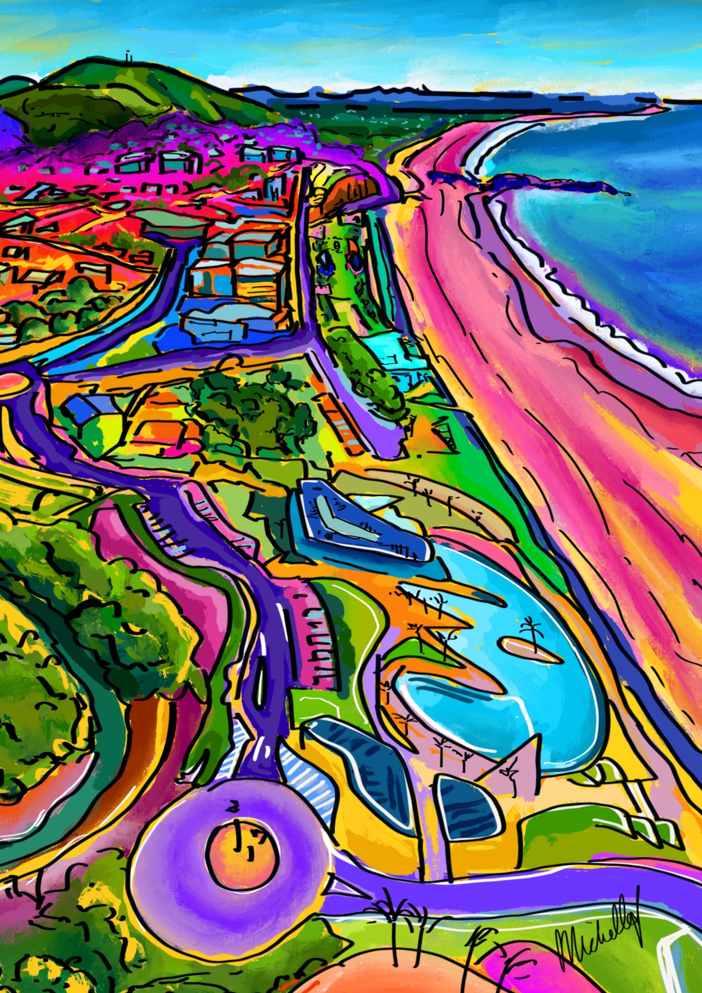 'Colourful Coastline' Fine Art Print