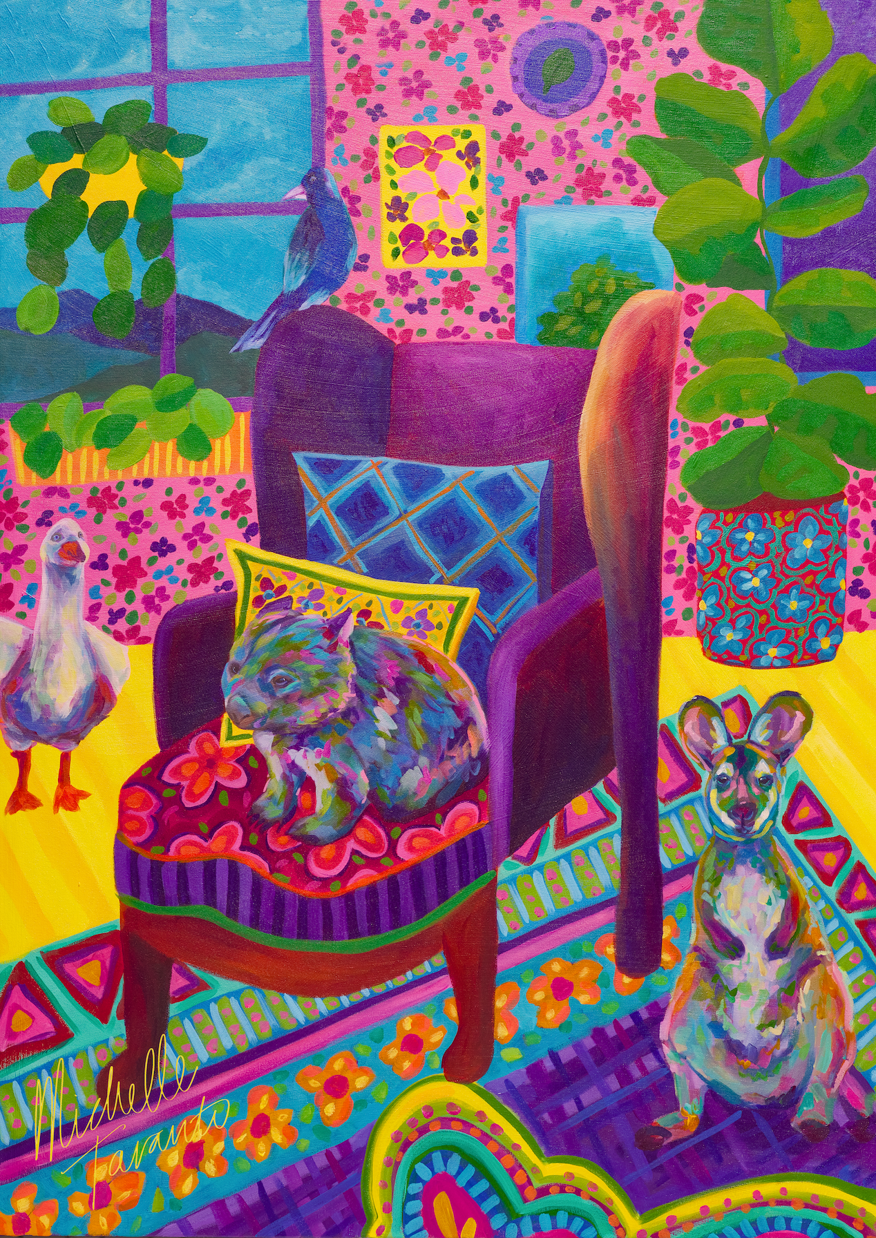 'Cozy And Colourful (Flo, Maggie, Goose and Roopert)' Fine Art Print
